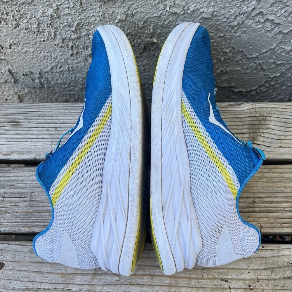 Hoka One One Shoes Men Size 11.5 Rocket X Blue White Running Sneakers Racing
